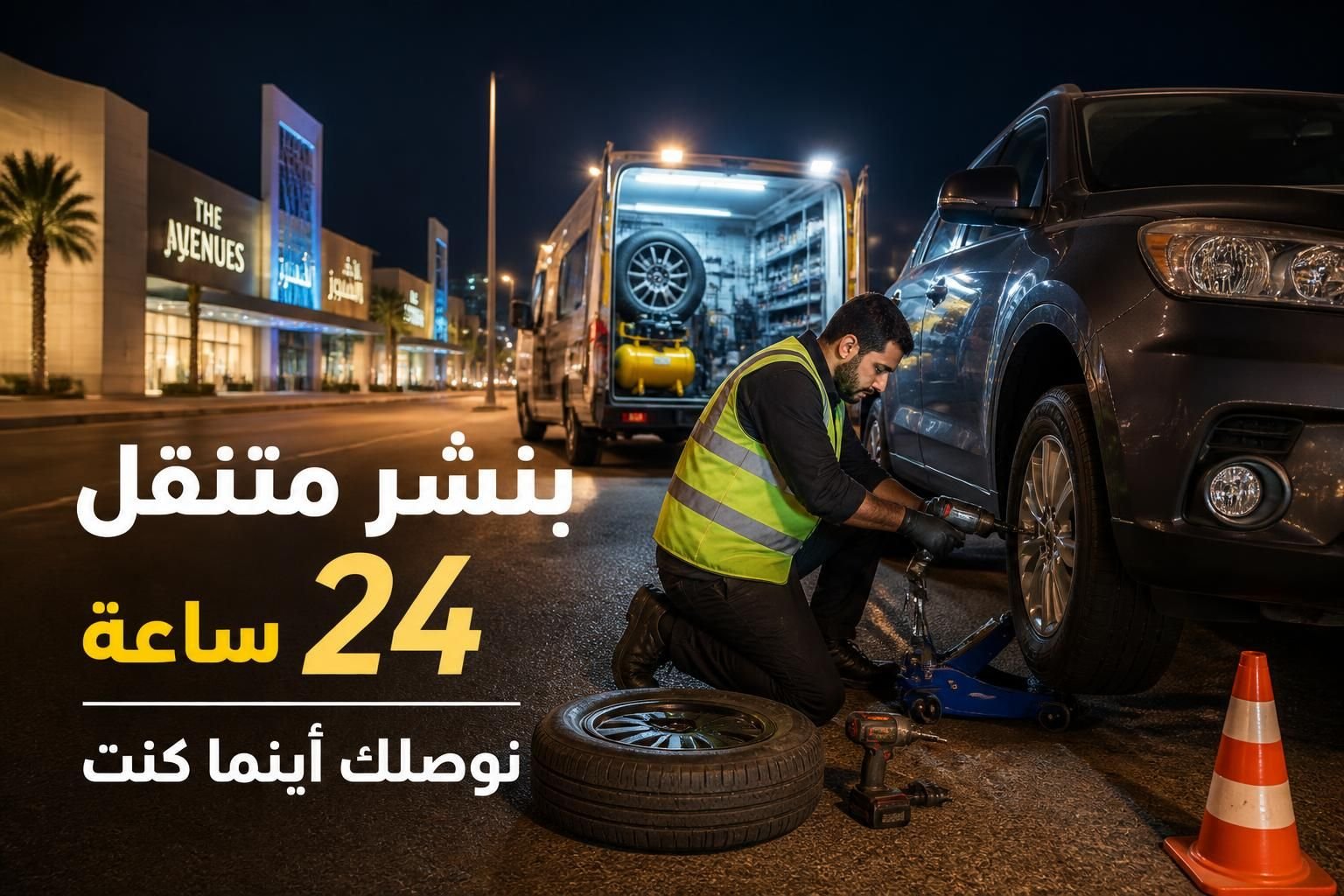 خدمة بنشر متنقل وإصلاح إطارات السيارات في الكويت