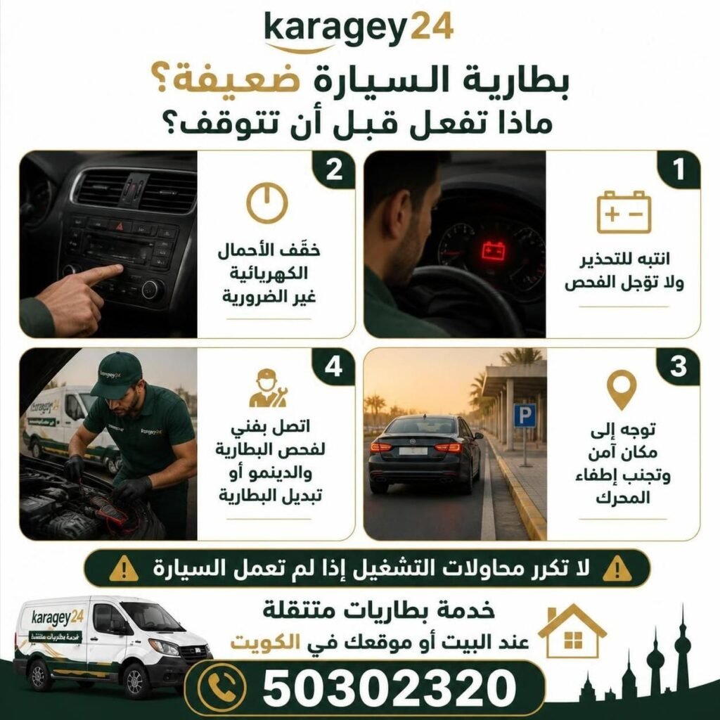 بطارية السيارة ضعيفة ماذا تفعل قبل ان تتوقف